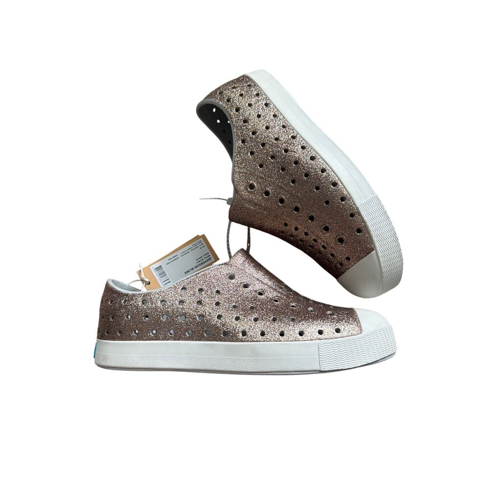 NWT Girls size 3 Sparkle Glitter Native Slide On Shoes Jefferson Bling